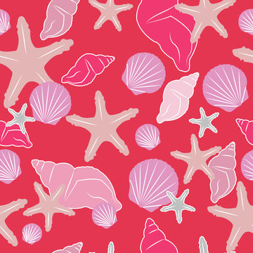 Pink shells seamless pattern