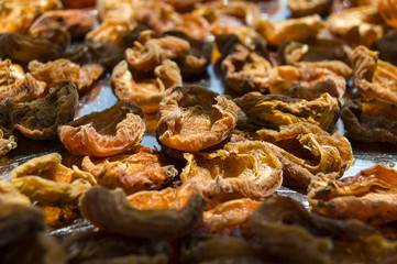 Organic apricots left to dry on the sun, dried apricots dried to make companions,
