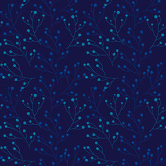 Materiał do szycia Dark blue floral seamless pattern