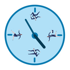 Business team is hurrying around a clock face. Business concept illustration.