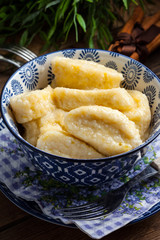 Lazy dumplings with cinnamon and sugar.