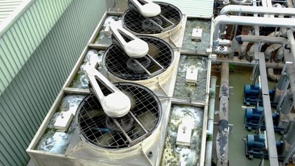 Cooling tower in manufacturing factory.