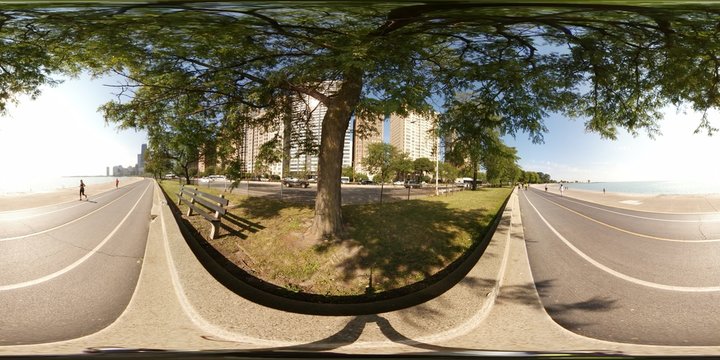 360vr image of Lakefront Trail on Lake Michigan Chicago USA