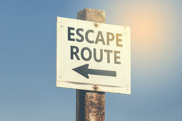 Escape route word and arrow signpost 3