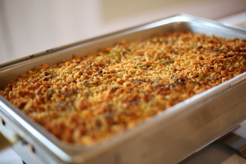 Broccoli Casserole in a Chafing Dish
