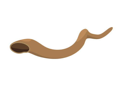 Vector Flat Style Illustration for Jewish community: kudu shofar also known as .Yemenite Shofar Kudu Horn. The shofar is blown in synagogue services on Rosh Hashanah and at the very end of Yom Kippur.