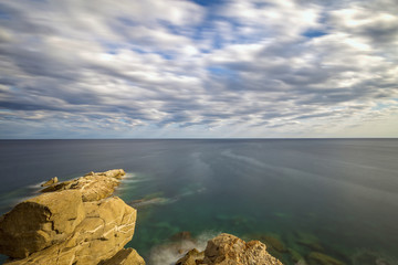 Coastal with rocks ,long exposure picture from Costa Brava, Spain