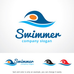 Swimmer Logo Template Design Vector, Emblem, Design Concept, Creative Symbol, Icon