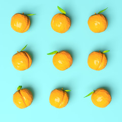 Nine apricots on bright background