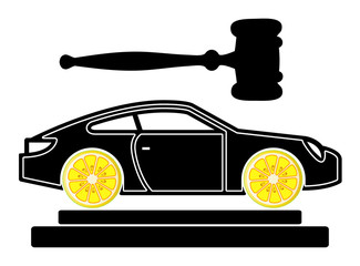 Lemon Car Court Case. Concept sign for lawsuits over lemon complaints