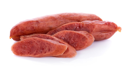 Chinese sausage on white background