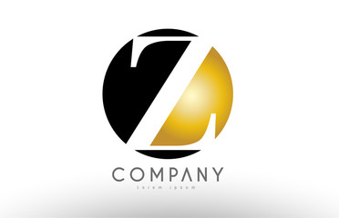 Z Black white gold golden letter logo design