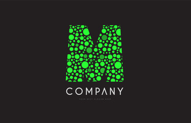 m letter bubble green logo icon design
