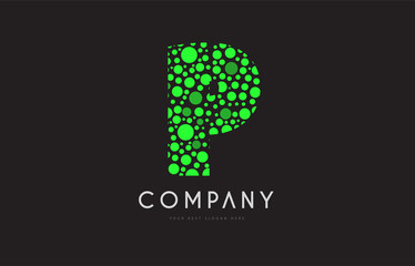 p letter bubble green logo icon design