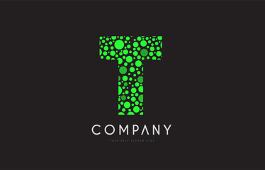t letter bubble green logo icon design