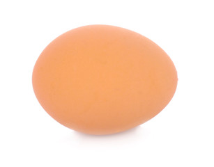Single brown chicken egg isolated on white
