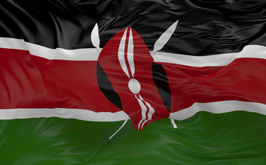  Flag of the Kenia waving in the wind 3d render
