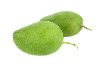 Fresh green mango on white background