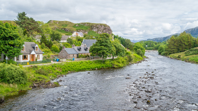Scenic sight in Poolewe, small village in Wester Ross in the North West Highlands of Scotland.
