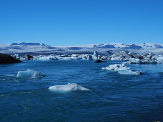 Obraz premium Lagune glaciaire de Jökulsarlon : bleu intense et glace polaire (Islande)