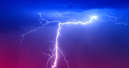 Powerful Lightning Strikes ,colorful thunder sky 