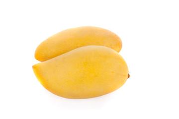 Naklejka na ściany i meble Ripe yellow mango fruit isolated on white