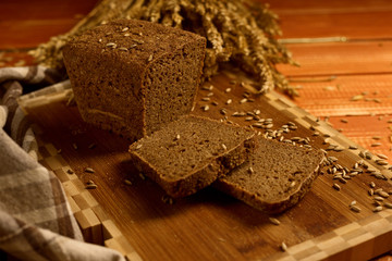Still life with rye bread, ears of corn