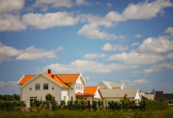 White wooden houses