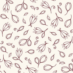 Elegant seamless floral pattern with hand drawn flowers