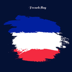 Inscription French, background colors of the French flag. Calligraphy handmade greeting cards, posters phrase French. Background watercolor brush