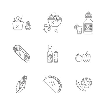 Mexican food icons