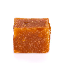 The palm sugar or Jaggery on white background