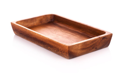 wood tray on white background
