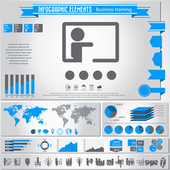 Business training icon set and infographics element. Vector.
