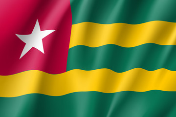Togo flag. National patriotic symbol in official country colors. Illustration of Africa state waving flag. Realistic vector icon
