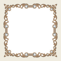 Vintage gold background, square jewelry frame