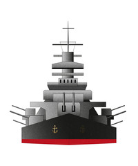 Battleship icon, front, vector