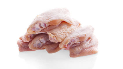 raw chicken wings on a white background