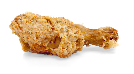 hot and crispy fried chicken legs isolated on a white background
