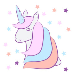 hand drawing cartoon cute unicorn icon stock vector illustration design