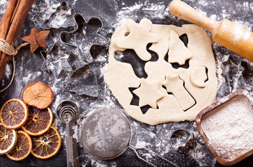 Ingredients for cooking Christmas gingerbread cookies