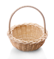 vintage weave wicker basket isolated on white background