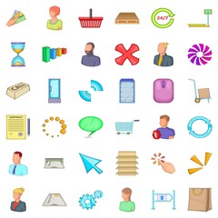 Business information icons set, cartoon style
