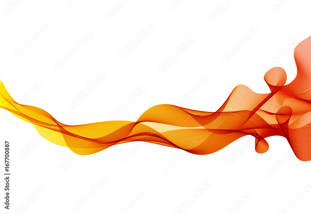Poster Abstract orange color wave design element. Curve flow orange motion illustration.