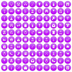 100 valentine day icons set purple