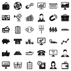 Business group icons set, simple style