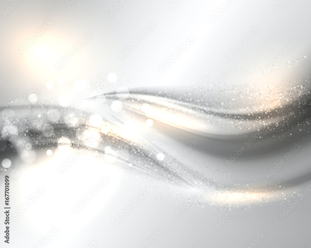 Poster smooth light waves lines and lens flares vector abstract background.