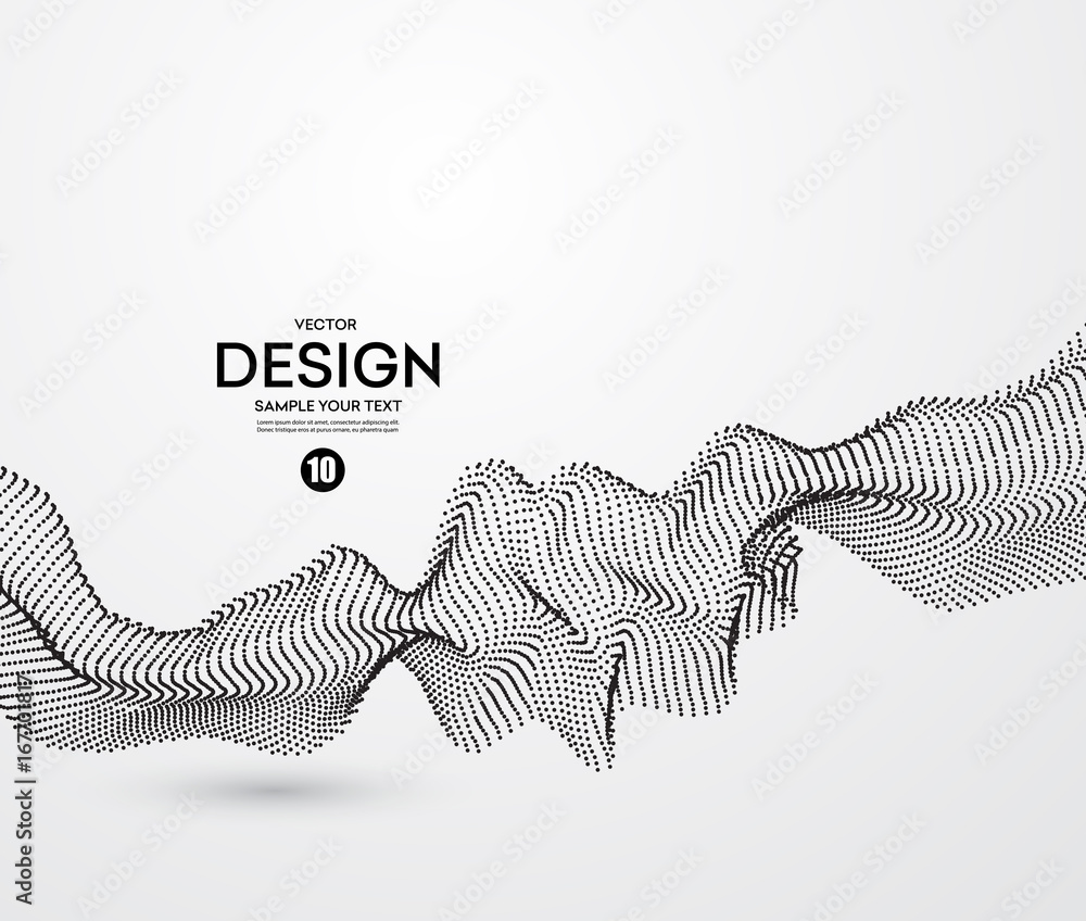 Aufkleber Abstract background with dots lines. Vector particles. Halftone wavy line.