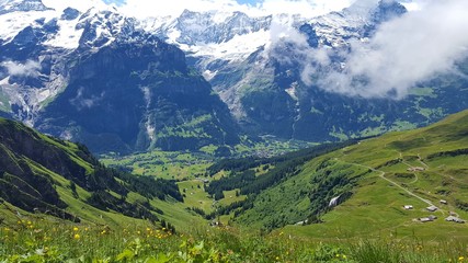 Amazing valley and mountains in the Jungfrau region in Switzerland