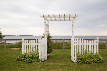 White Garden arch looking out to sea